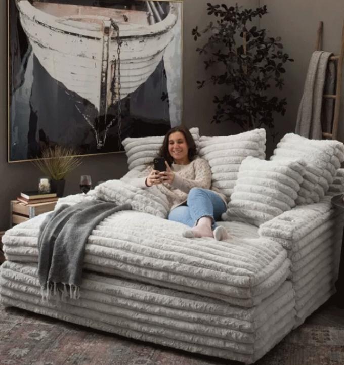 Modernes Cord-Stoff Chaise Lounge Loveseat Sofa Set Tür-zu-Tür Kino Schläfer für modernes Wohnzimmer 4