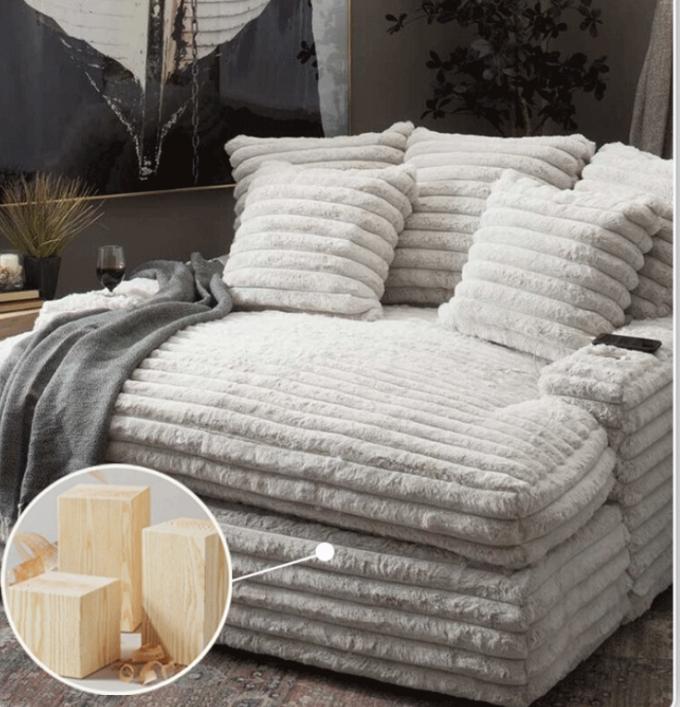 Modernes Cord-Stoff Chaise Lounge Loveseat Sofa Set Tür-zu-Tür Kino Schläfer für modernes Wohnzimmer 8