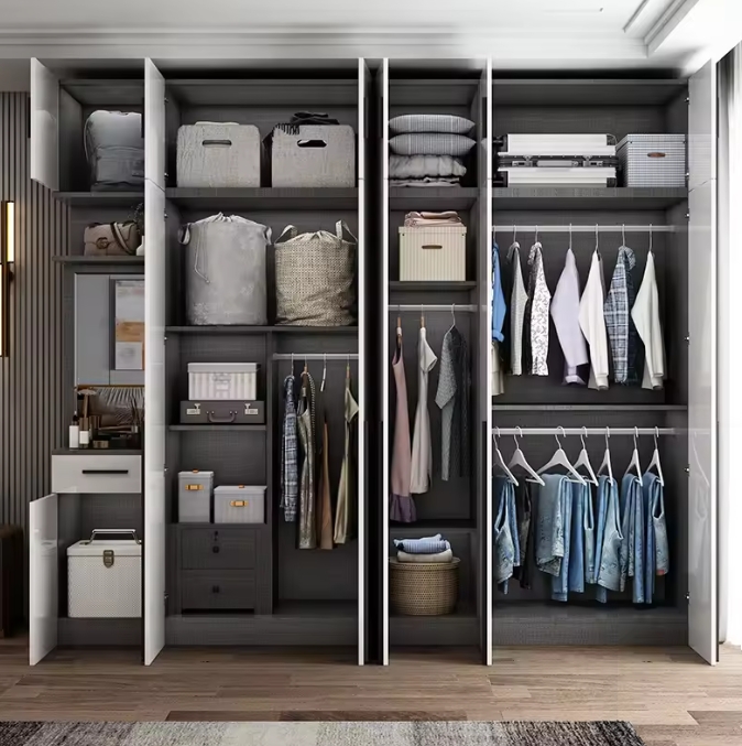 Moderne 2 Türen MDF Holzkleidung Schrank für Schlafzimmer Erweiterbar Funktional 2
