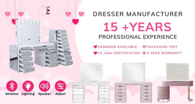 Modernes Design Eiche Make-up Tisch mit beleuchteten Spiegel Schrank 0