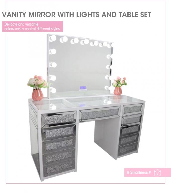 Modernes Design Eiche Make-up Tisch mit beleuchteten Spiegel Schrank 5