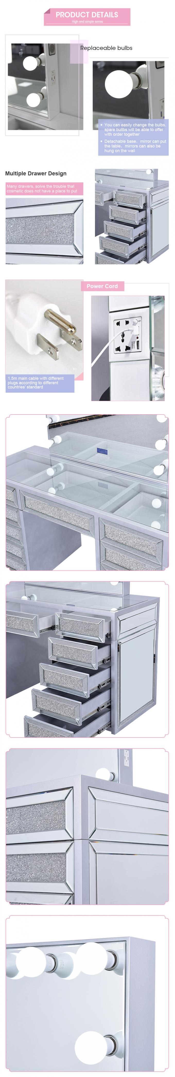 Modernes Design Eiche Make-up Tisch mit beleuchteten Spiegel Schrank 6