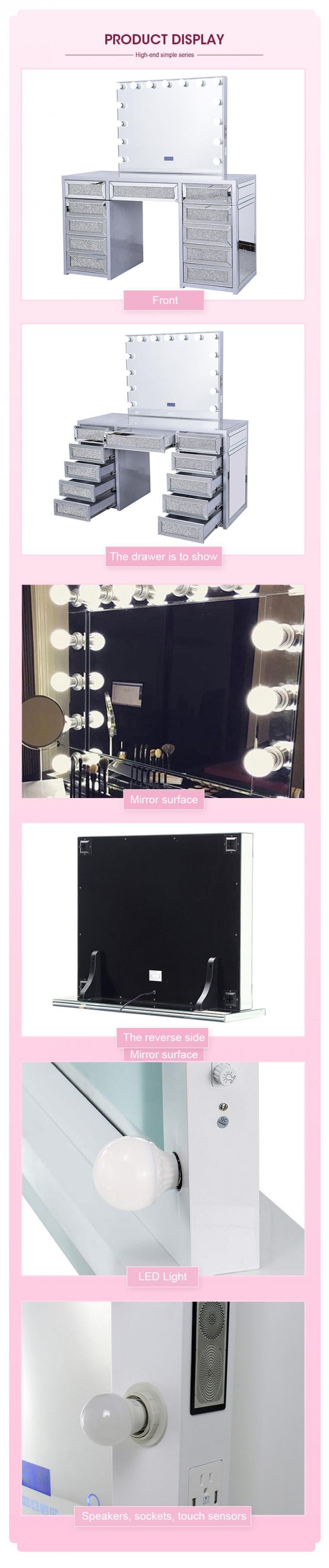 Modernes Design Eiche Make-up Tisch mit beleuchteten Spiegel Schrank 7
