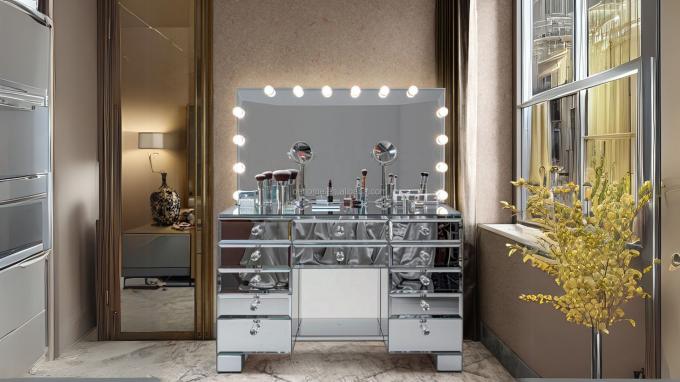 Holz Make-up Vanity Dressing Table Set mit Schublade und Spiegel in maßgeschneiderter Farbe Holz 2