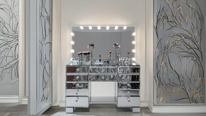 Holz Make-up Vanity Dressing Table Set mit Schublade und Spiegel in maßgeschneiderter Farbe Holz 3