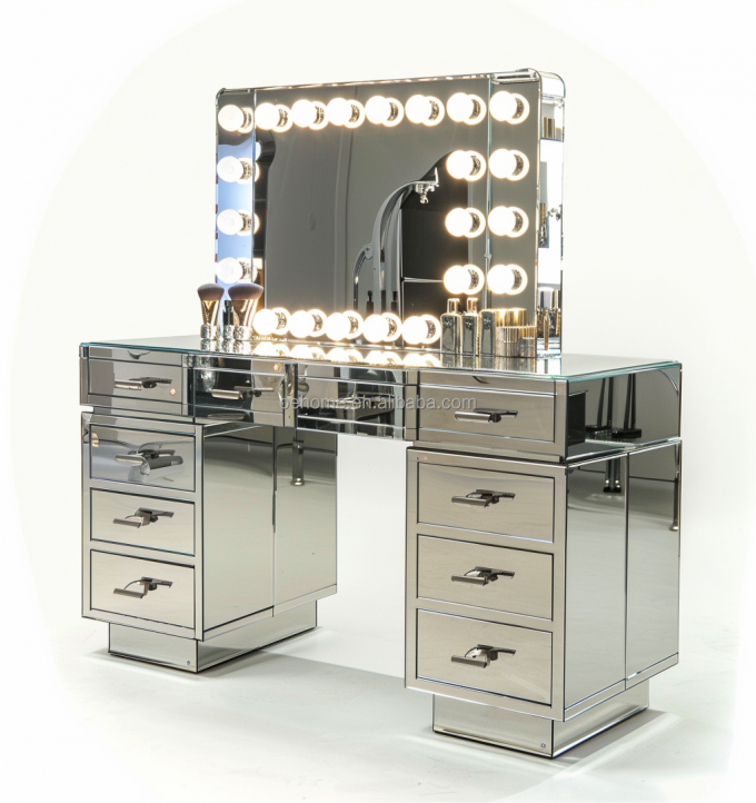 Holz Make-up Vanity Dressing Table Set mit Schublade und Spiegel in maßgeschneiderter Farbe Holz 7