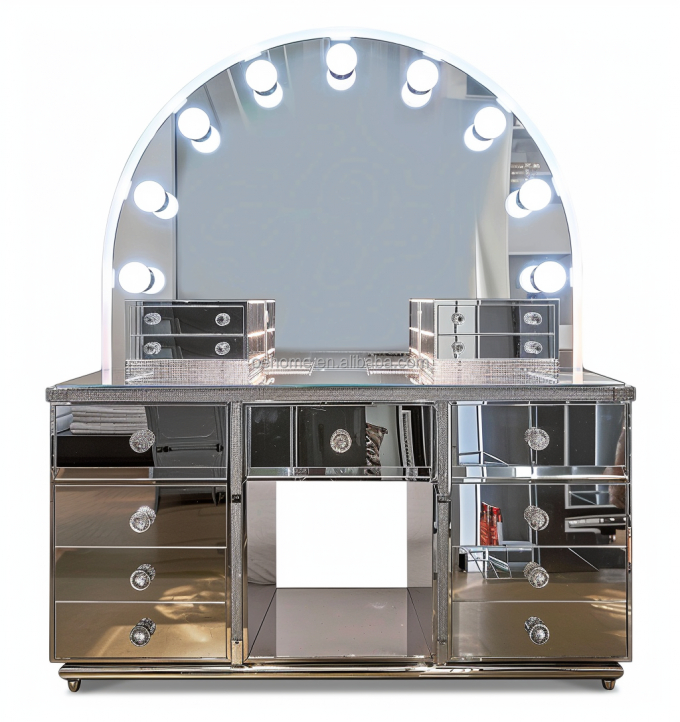 Holz Make-up Vanity Dressing Table Set mit Schublade und Spiegel in maßgeschneiderter Farbe Holz 8