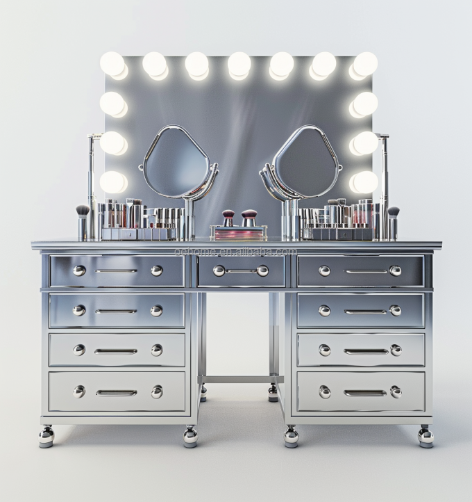 Holz Make-up Vanity Dressing Table Set mit Schublade und Spiegel in maßgeschneiderter Farbe Holz 9