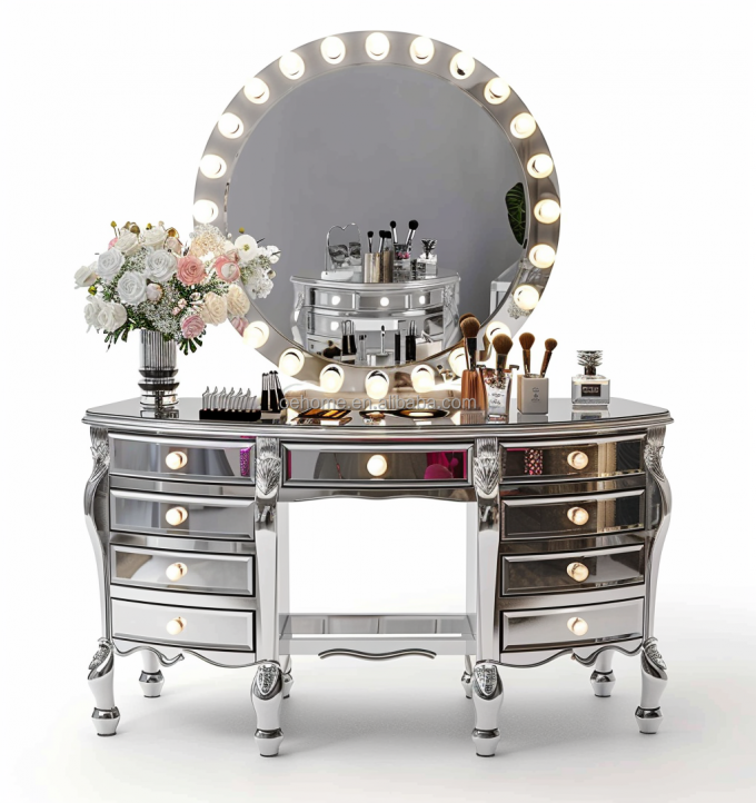 Holz Make-up Vanity Dressing Table Set mit Schublade und Spiegel in maßgeschneiderter Farbe Holz 10