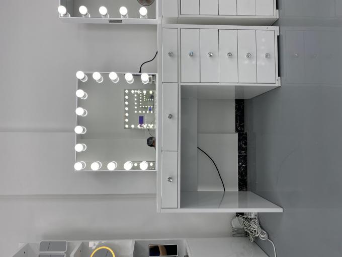 Y Verpackung Moderne Garderobe Tisch Mit Licht Spiegel Schlafzimmer Edelstück Garderobe Make-up Schreibtisch Led Spiegel Set Schubladen Garderobe 4