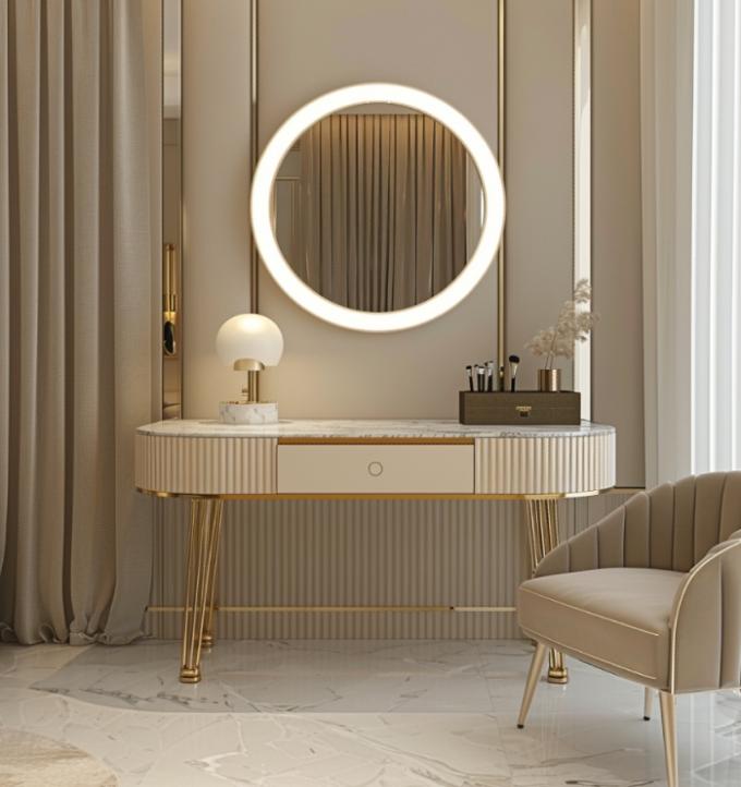 Moderne Luxus Schlafzimmermöbel Funktionales Schlafzimmer-Set mit goldbeschichteter Oberseite und Marmor-Leder-Keramik-Kommoden 1