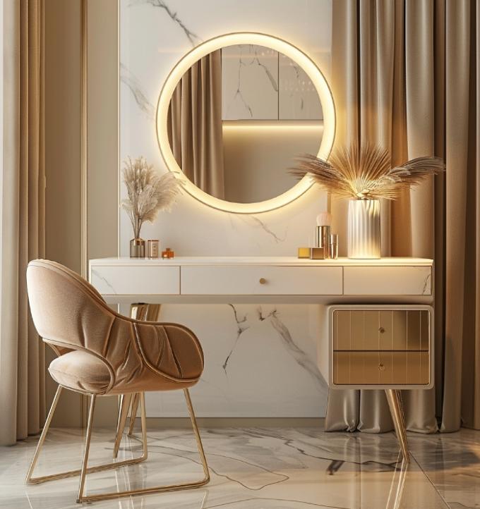 Moderne Luxus Schlafzimmermöbel Funktionales Schlafzimmer-Set mit goldbeschichteter Oberseite und Marmor-Leder-Keramik-Kommoden 3