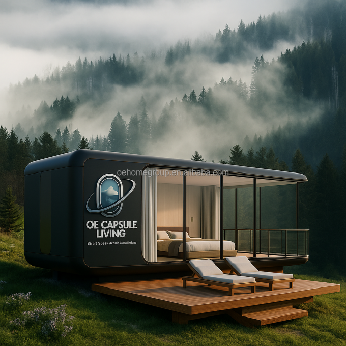 Luxus-Fertighäuser in Modulbauweise Ferienanlage Hotel Winddichte Apple-Kabine Kapselhaus 4