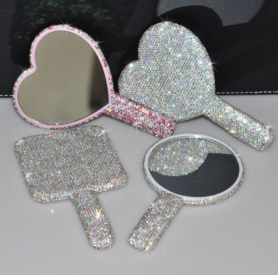 Rhinestone Herz Reisen Portable Vanity Spiegel Make-up Licht für Make-up
