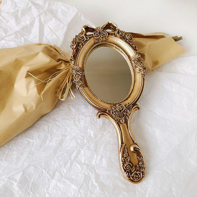 Funktionale Holzglas Vintage Handheld Make-up Spiegel Portable Retro Spiegel für Mädchen