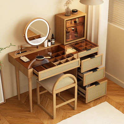 Massivholz Ecke Make-up Vanity Set Umkleidetisch Drehspiegel