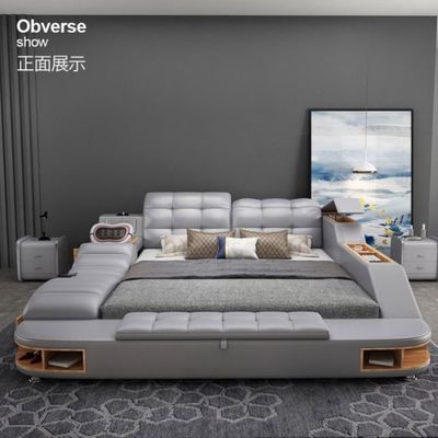 Leder Luxus Schlafzimmer Set Tufted Polsterbett Modernes Design
