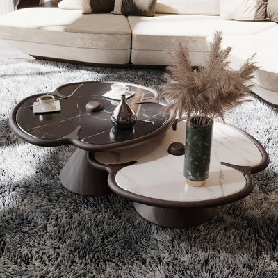 Holz runden Marmor Mitte Tisch Für Wohnzimmer Kleeblatt Design