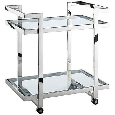 Minimalistische Barwagenwagen auf Rädern aus Edelstahl für Getränke