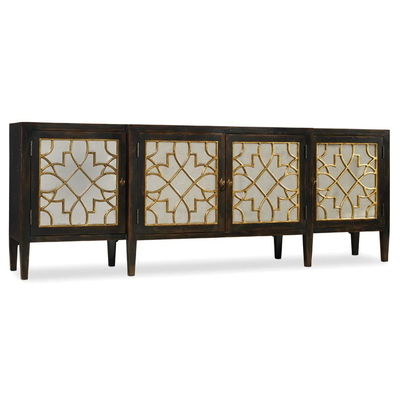 Schwarzer Spiegel Credenza Schrank Seitenplatten-Organisator Set für Wohnzimmer-TV