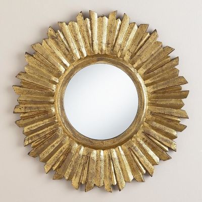Metallrahmen Sonnenblume Runder Wandspiegel 24 x 36 Antike Gold für Garderobe
