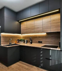 Eckküche MDF Schränke Speisekammer Weiß Schwarz Modular
