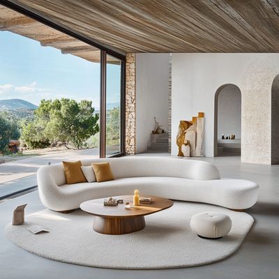 NO Aufblasbare moderne Design-Sektionssofa mit Eck-Stil und gebogenen modularen Samtgewebe