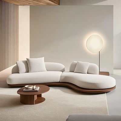 Japanisches Design-Haus Walnussfarbenes Sofaset mit Holzbeinen und waschfreiem Technikgewebe