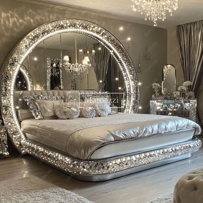 Villa Luxus Schlafzimmermöbel Modernes Diamant-Spiegelbett Für Schlafzimmer oder Hotel Verbesserung Option