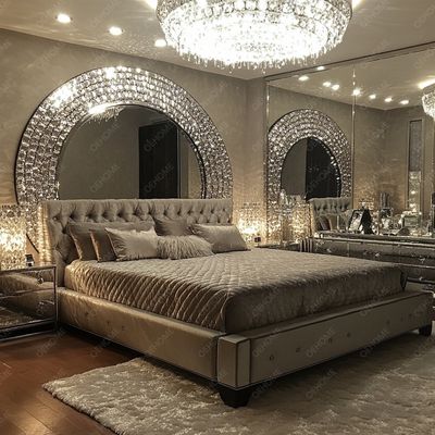 Hausmöbel Set Verstellbares Silberrahmen Schlafzimmer Spiegel Bett King Size Led Möbel Spiegel Für Wohnung Schlafzimmer