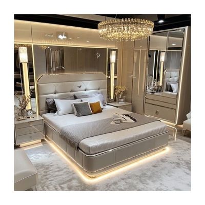 Verstellbares modernes Design Queen Size Holzbett für italienisches Luxus Royal Mirrored King Schlafzimmer-Set im Haus oder Hotelzimmer