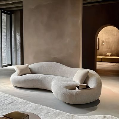 Moderne Minimalist Luxus Holzsofa Set Halbkreis Designer Runde geschwungene Couch zum Essen Wohn-Workshop