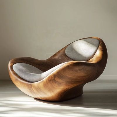 Bezug Material Moderner Minimalistischer Relaxsessel Einzigartig Geformter Massivholz Freizeitsessel Für Zuhause Hotel Büro Bar