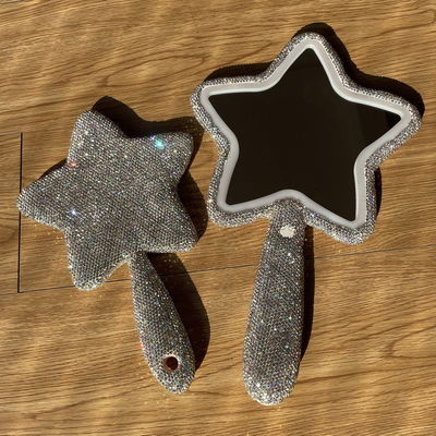 Lange Handgriffe Beleuchtete Kosmetische Spiegel Mode-Star-Form Vintage-Gold für jeden Tag