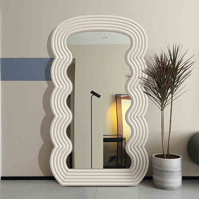 Weißwellenfarbiger Spiegel 71x32 Bogenspiegel für Schlafzimmer und Wohnzimmer