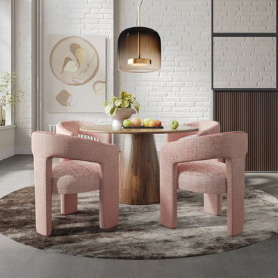 Moderne 6 Personen rundes Esszimmer mit Holzstühlen