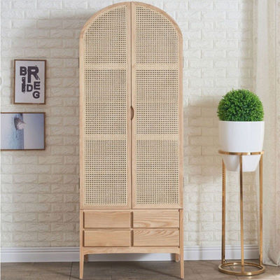 Holzkleiderschrank Moderne Rattan-Kleidung Lagerschrank 2 Türen Massivholz 75*58*201cm