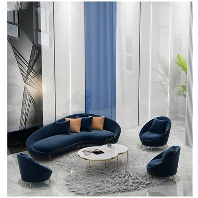 Wohnzimmer Ruhebereich Empfangsstuhl Set mit individueller Größe und Drei-Sitzer-Velvet-Sofa