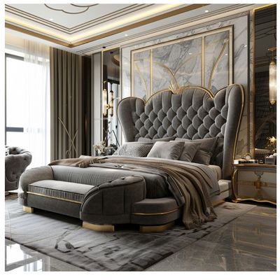 Hall Modernes Leder Master Bett Doppelbett Massivholz Stauraum Italienisches Leder Bettrahmen für Zuhause Hotel Apartment Möbel