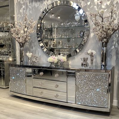 Fernsehschrank im Wohnzimmer Moderne Spiegel Silberglasmöbel für Schlafzimmer Hotel Wohnung-Wohnzimmer