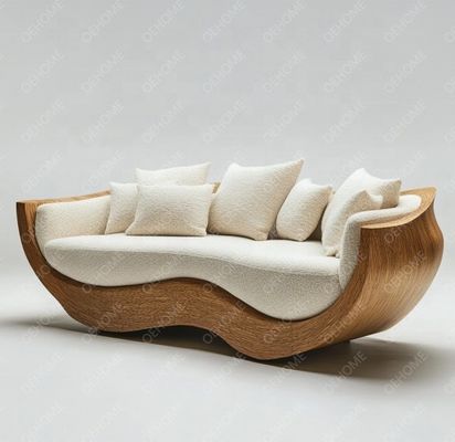 Geschwungene Gartenmöbel Wohnzimmer Holzsofa-Set mit modernem Design und anpassbaren Optionen