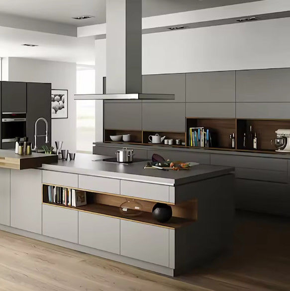 Eckküche MDF Schränke Speisekammer Weiß Schwarz Modular 1