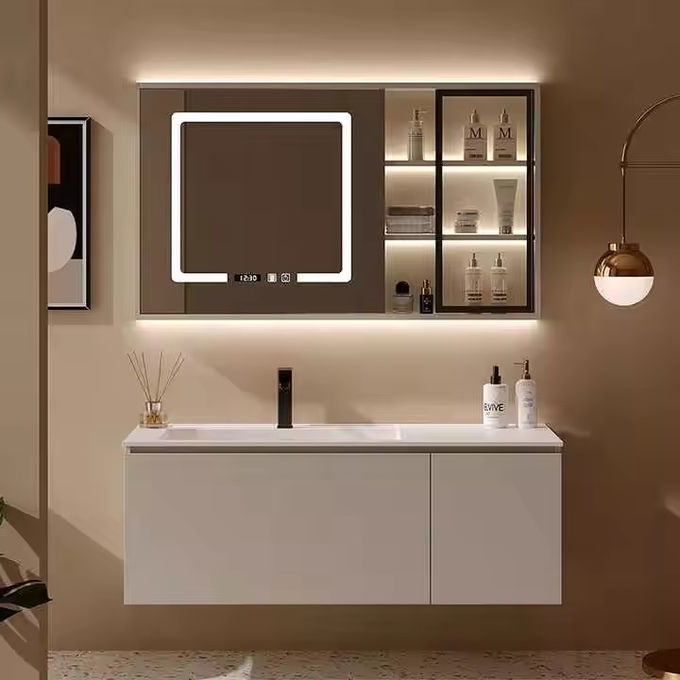 Moderne Rechteck Waschbecken Edelmetall Schrank Kombination für Badezimmer Toilette 0