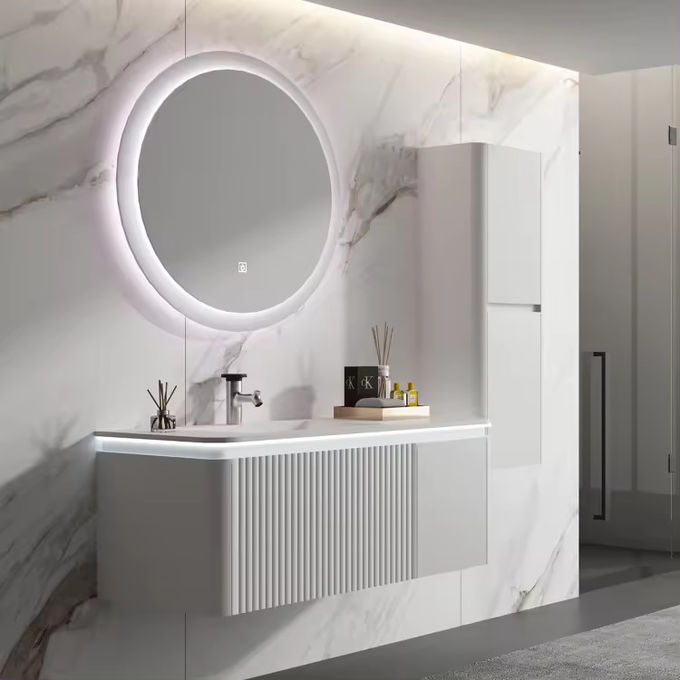 Rechteckige Holzbad Spülbecken Einheit 18 Zoll Kompaktes Design 1