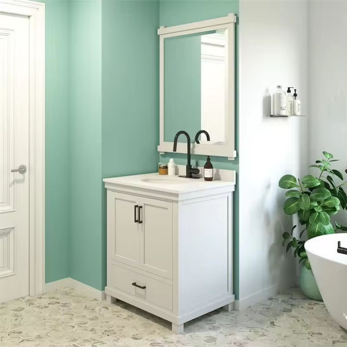 Wandmontierte Badezimmer-Einheiten Waschbecken und Schränke 0
