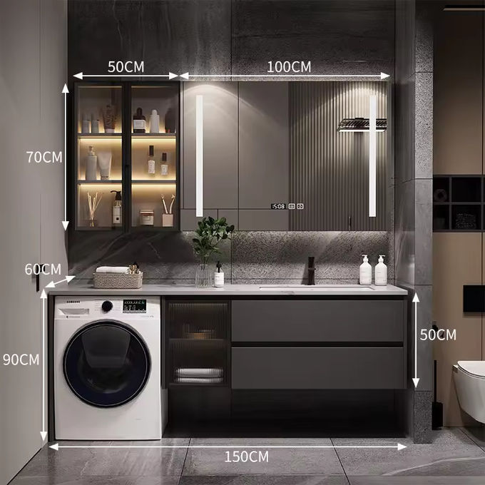 Moderne 48-Zoll-Badezimmer-Wäsche-Schrank-Kombination 0