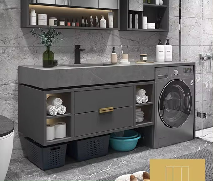 Moderne 48-Zoll-Badezimmer-Wäsche-Schrank-Kombination 1